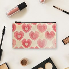 Pink Faded Hearts Cosmetic Bag (small) by SpinnyChairDesigns