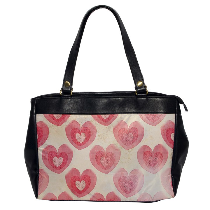 Pink Faded Hearts Oversize Office Handbag