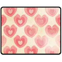 Pink Faded Hearts Fleece Blanket (medium)  by SpinnyChairDesigns