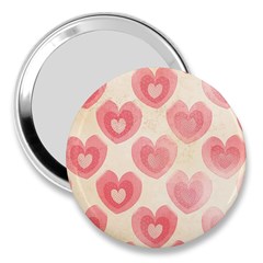 Pink Faded Hearts 3  Handbag Mirrors by SpinnyChairDesigns