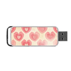 Pink Faded Hearts Portable Usb Flash (one Side) by SpinnyChairDesigns