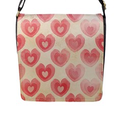 Pink Faded Hearts Flap Closure Messenger Bag (l) by SpinnyChairDesigns