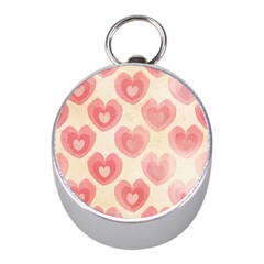 Pink Faded Hearts Mini Silver Compasses by SpinnyChairDesigns