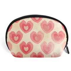 Pink Faded Hearts Accessory Pouch (large) by SpinnyChairDesigns