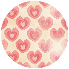 Pink Faded Hearts Wooden Puzzle Round by SpinnyChairDesigns