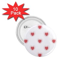 Red Polka Dot Hearts On White 1 75  Buttons (10 Pack) by SpinnyChairDesigns