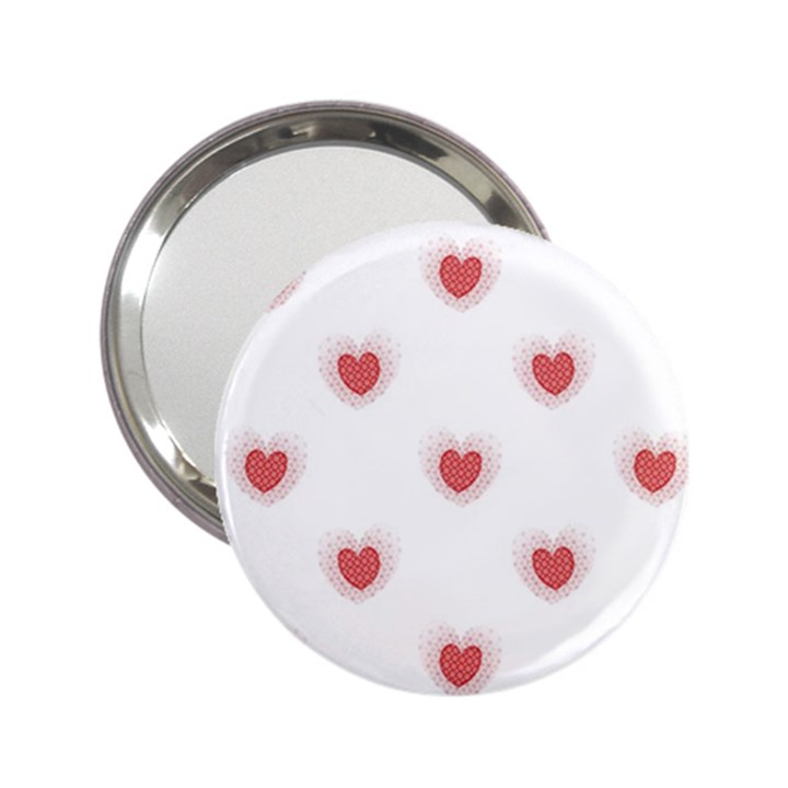 Red Polka Dot Hearts on White 2.25  Handbag Mirrors