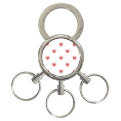 Red Polka Dot Hearts On White 3-ring Key Chain by SpinnyChairDesigns