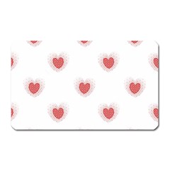 Red Polka Dot Hearts On White Magnet (rectangular) by SpinnyChairDesigns