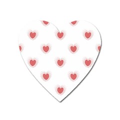 Red Polka Dot Hearts On White Heart Magnet by SpinnyChairDesigns