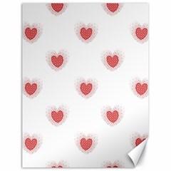 Red Polka Dot Hearts On White Canvas 18  X 24  by SpinnyChairDesigns