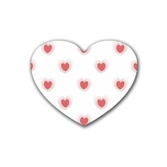 Red Polka Dot Hearts On White Heart Coaster (4 Pack)  by SpinnyChairDesigns