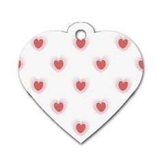 Red Polka Dot Hearts On White Dog Tag Heart (one Side) by SpinnyChairDesigns