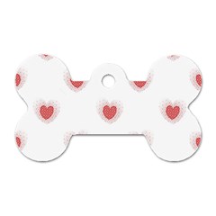 Red Polka Dot Hearts On White Dog Tag Bone (two Sides) by SpinnyChairDesigns