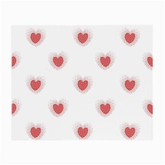 Red Polka Dot Hearts On White Small Glasses Cloth (2 Sides) by SpinnyChairDesigns