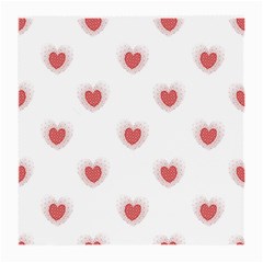 Red Polka Dot Hearts On White Medium Glasses Cloth (2 Sides) by SpinnyChairDesigns