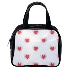 Red Polka Dot Hearts On White Classic Handbag (one Side) by SpinnyChairDesigns