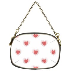 Red Polka Dot Hearts On White Chain Purse (one Side) by SpinnyChairDesigns