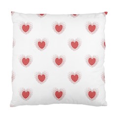 Red Polka Dot Hearts On White Standard Cushion Case (two Sides) by SpinnyChairDesigns