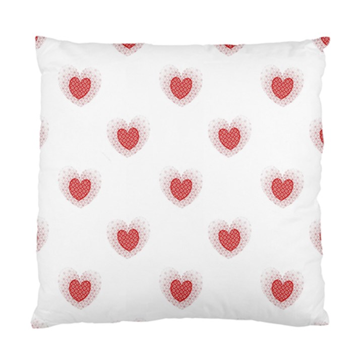 Red Polka Dot Hearts on White Standard Cushion Case (Two Sides)