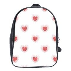 Red Polka Dot Hearts On White School Bag (large) by SpinnyChairDesigns