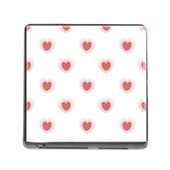 Red Polka Dot Hearts On White Memory Card Reader (square 5 Slot) by SpinnyChairDesigns