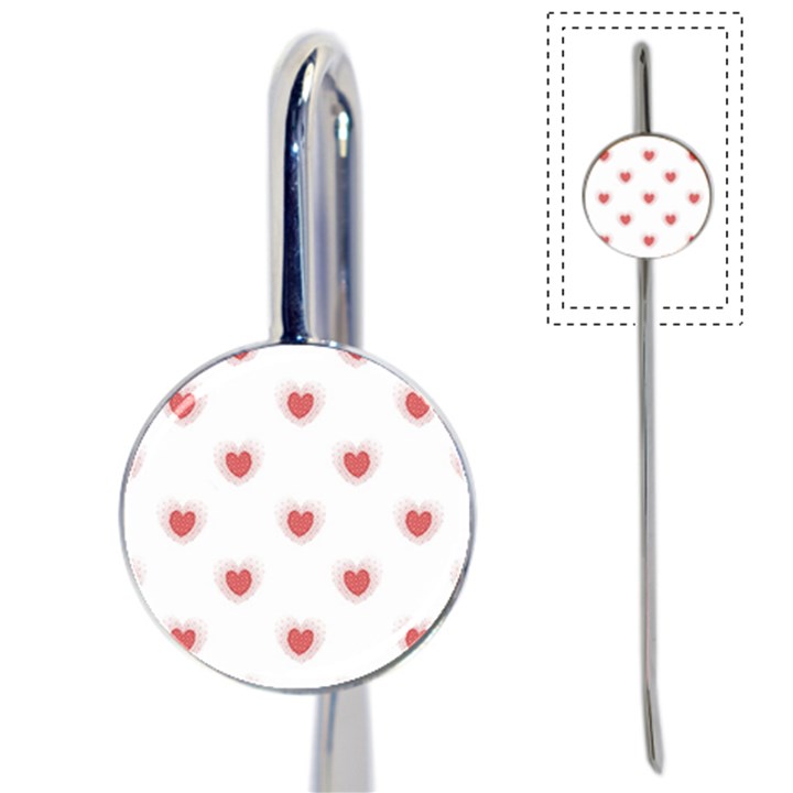 Red Polka Dot Hearts on White Book Mark