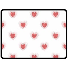 Red Polka Dot Hearts On White Fleece Blanket (large)  by SpinnyChairDesigns