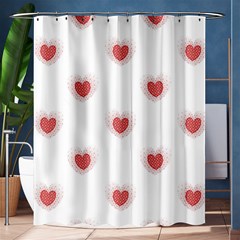 Red Polka Dot Hearts On White Shower Curtain 60  X 72  (medium)  by SpinnyChairDesigns