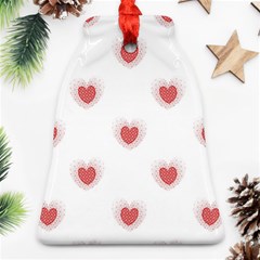 Red Polka Dot Hearts On White Bell Ornament (two Sides) by SpinnyChairDesigns