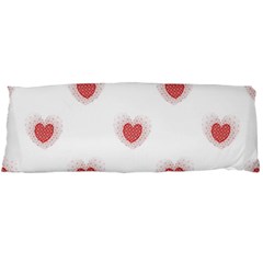 Red Polka Dot Hearts On White Body Pillow Case (dakimakura) by SpinnyChairDesigns