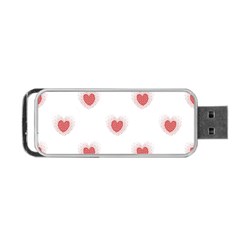 Red Polka Dot Hearts On White Portable Usb Flash (two Sides) by SpinnyChairDesigns