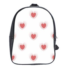 Red Polka Dot Hearts On White School Bag (xl) by SpinnyChairDesigns