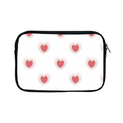 Red Polka Dot Hearts On White Apple Ipad Mini Zipper Cases by SpinnyChairDesigns