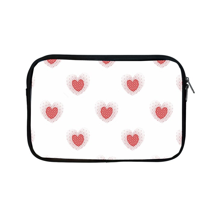 Red Polka Dot Hearts on White Apple iPad Mini Zipper Cases