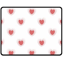 Red Polka Dot Hearts On White Double Sided Fleece Blanket (medium) 