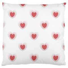 Red Polka Dot Hearts On White Standard Flano Cushion Case (two Sides) by SpinnyChairDesigns