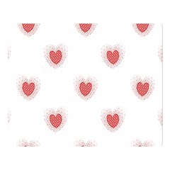 Red Polka Dot Hearts On White Double Sided Flano Blanket (large)  by SpinnyChairDesigns