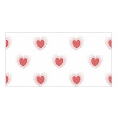 Red Polka Dot Hearts On White Satin Shawl by SpinnyChairDesigns