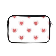 Red Polka Dot Hearts On White Apple Macbook Pro 13  Zipper Case by SpinnyChairDesigns