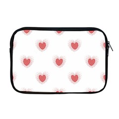 Red Polka Dot Hearts On White Apple Macbook Pro 17  Zipper Case by SpinnyChairDesigns