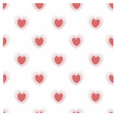 Red Polka Dot Hearts On White Wooden Puzzle Square by SpinnyChairDesigns