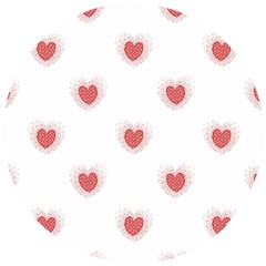 Red Polka Dot Hearts On White Wooden Puzzle Round by SpinnyChairDesigns