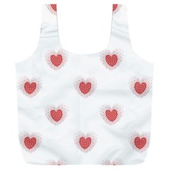 Red Polka Dot Hearts On White Full Print Recycle Bag (xxxl) by SpinnyChairDesigns