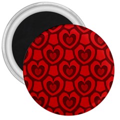 Dark Red Heart Pattern 3  Magnets by SpinnyChairDesigns