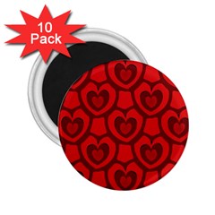 Dark Red Heart Pattern 2 25  Magnets (10 Pack)  by SpinnyChairDesigns