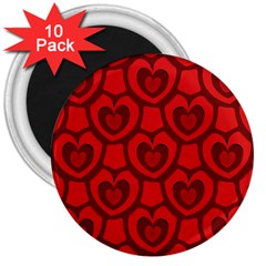 Dark Red Heart Pattern 3  Magnets (10 Pack)  by SpinnyChairDesigns