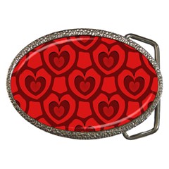 Dark Red Heart Pattern Belt Buckles by SpinnyChairDesigns