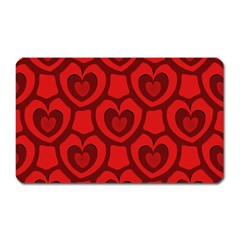 Dark Red Heart Pattern Magnet (rectangular) by SpinnyChairDesigns