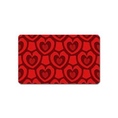 Dark Red Heart Pattern Magnet (name Card) by SpinnyChairDesigns